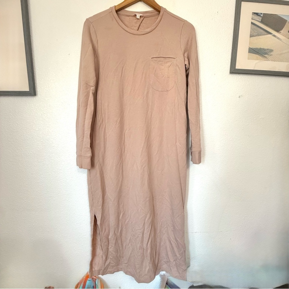 Cuyana French Terry Midi Dress Pima Cotton Blend Long Sleeve Blush Pink S: Small - Picture 3 of 8